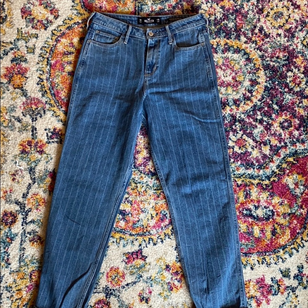 Pinstripe Hollister mom jeans